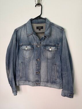 J.Crew Indigo Distressed Denim Jacket Size L | Like New